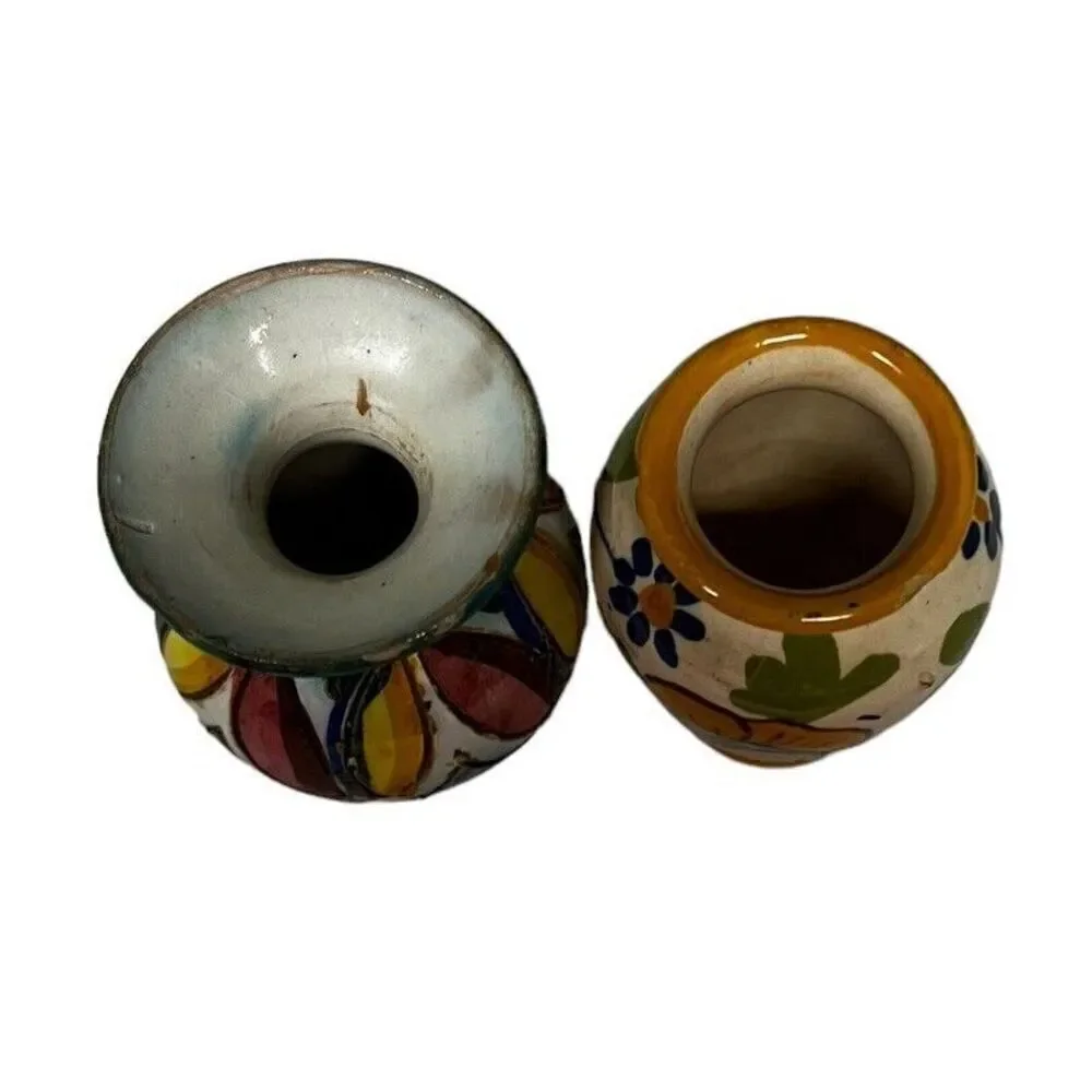 vtg. 3 Miniature Vases made in italy hand throw and painted 3